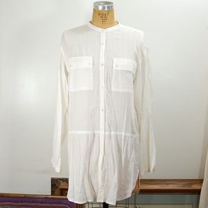 Halogen Sheer Button Up Tunic Top